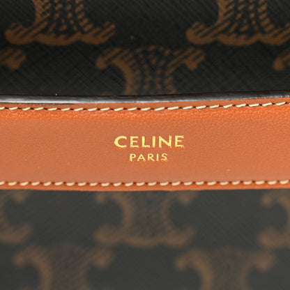 Celine Triomphe Canvas Calfskin Flap Clutch 6 of 8