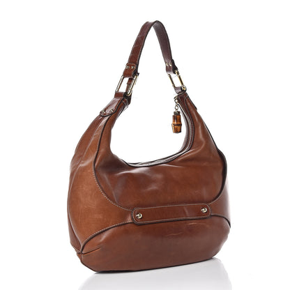 Gucci Calfskin Bamboo Horsebit Hobo Brown 3 of 19