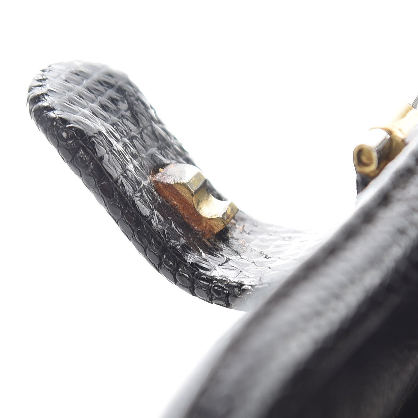 Suede Lizard Frame Clutch Black