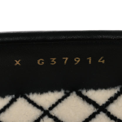 Chanel Calfskin Fabric Embroidered Quilted CC Loafers 37 Ivory Black 10 of 11