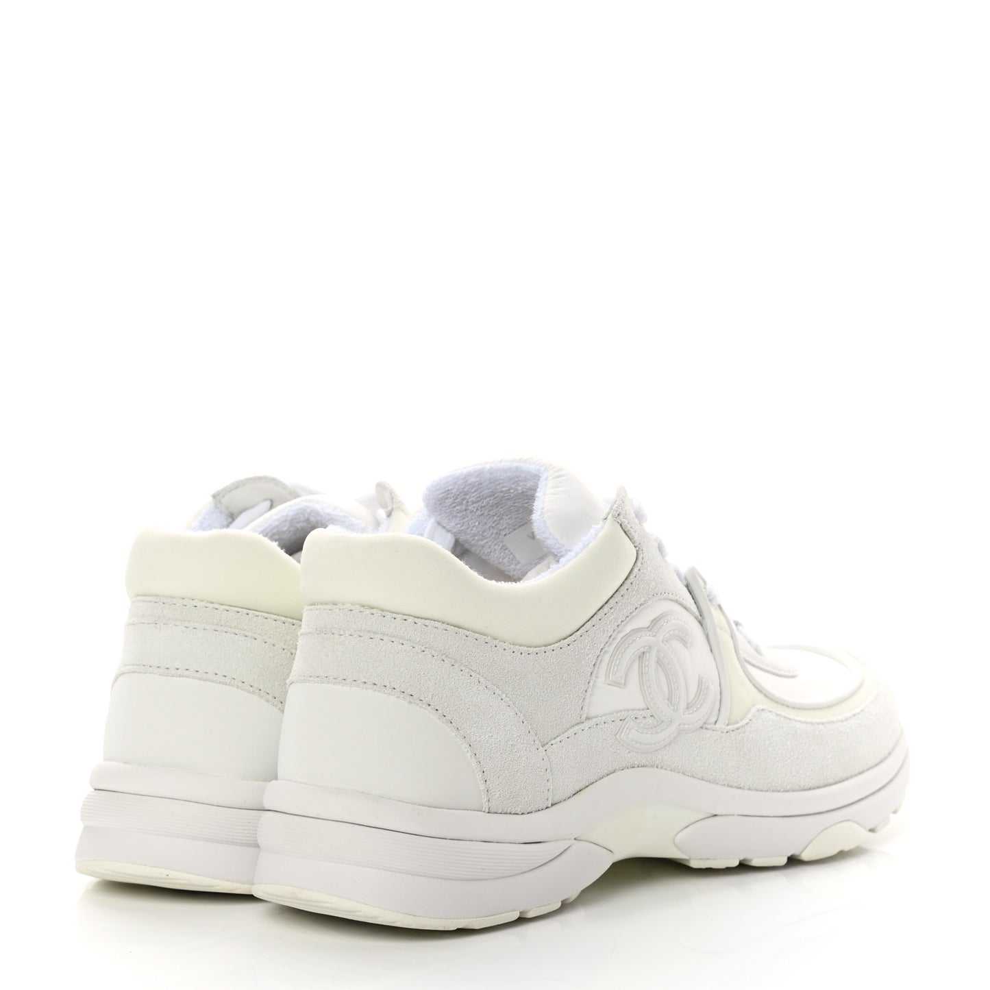 Suede Calfskin Fabric CC Sneakers 39 White