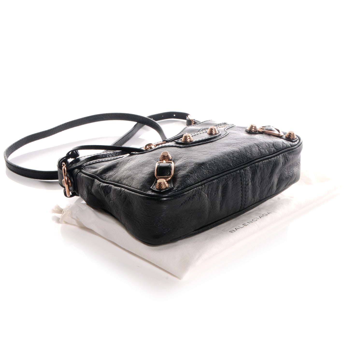 Agneau Giant 12 Rose Gold Hardware Hip Black