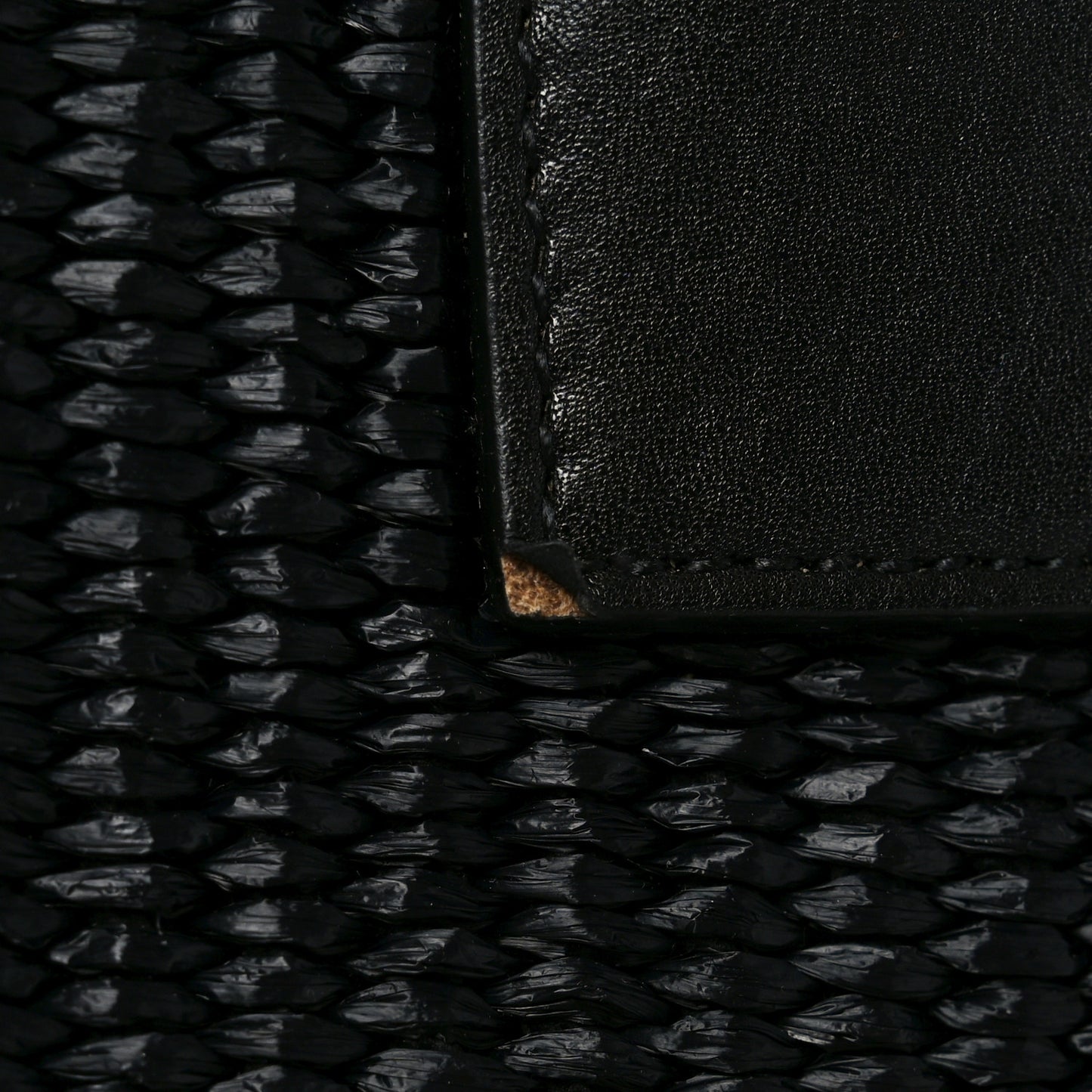 Raffia Linen Calfskin Rive Gauche Tote Black
