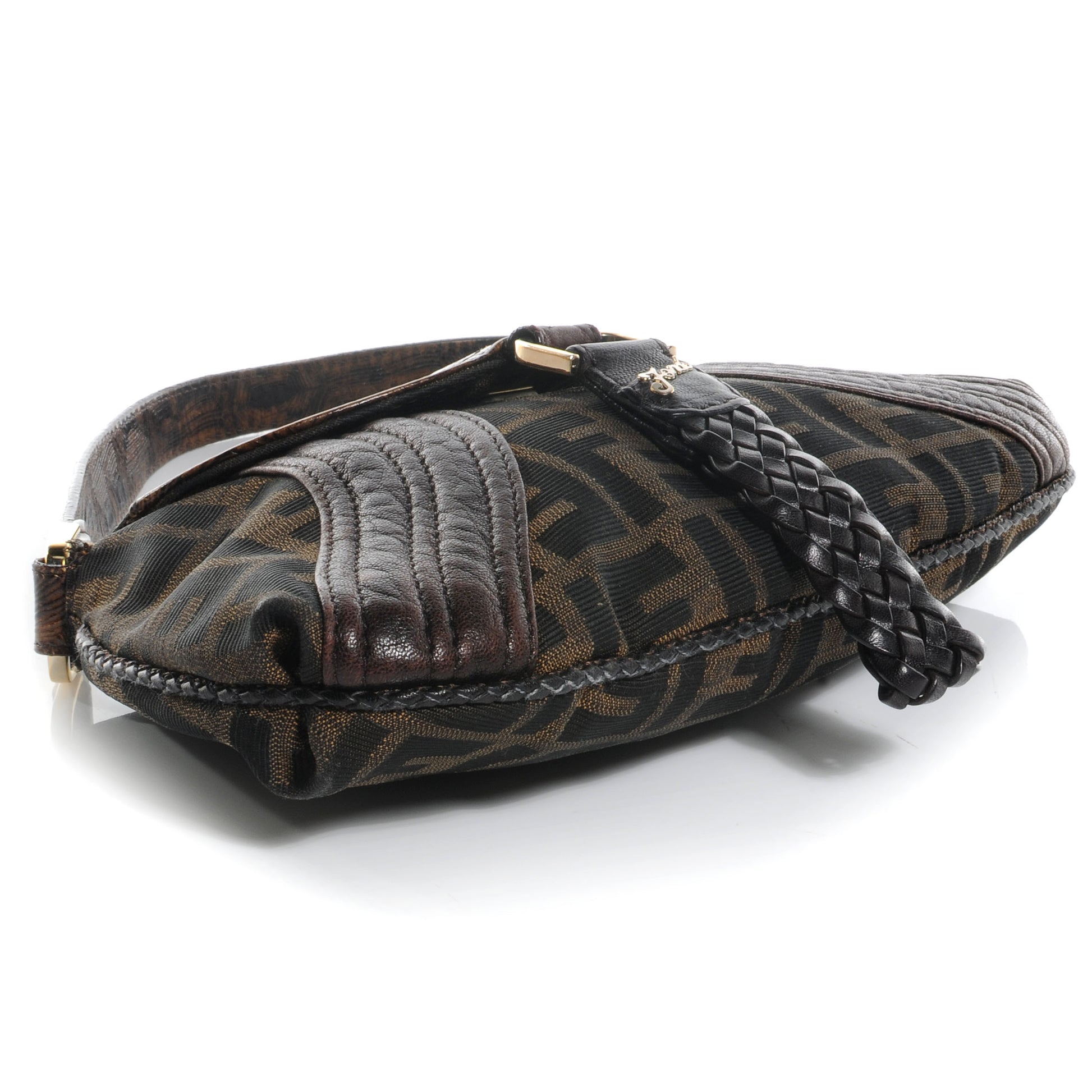 Fendi Zucca Nappa Nuvolata Vitello Tortuga Spy Pouch Bag Tobacco Moro 4 of 11