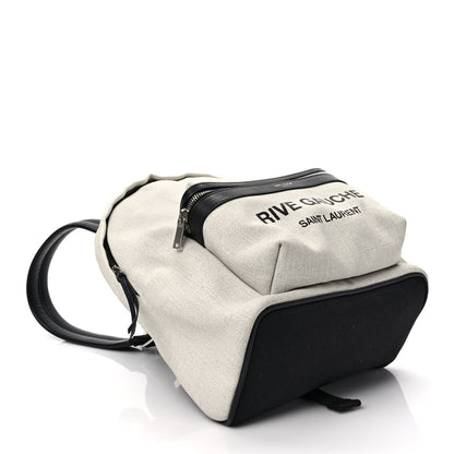 Saint Laurent Canvas Rive Gauche City Backpack White Black 4 of 8