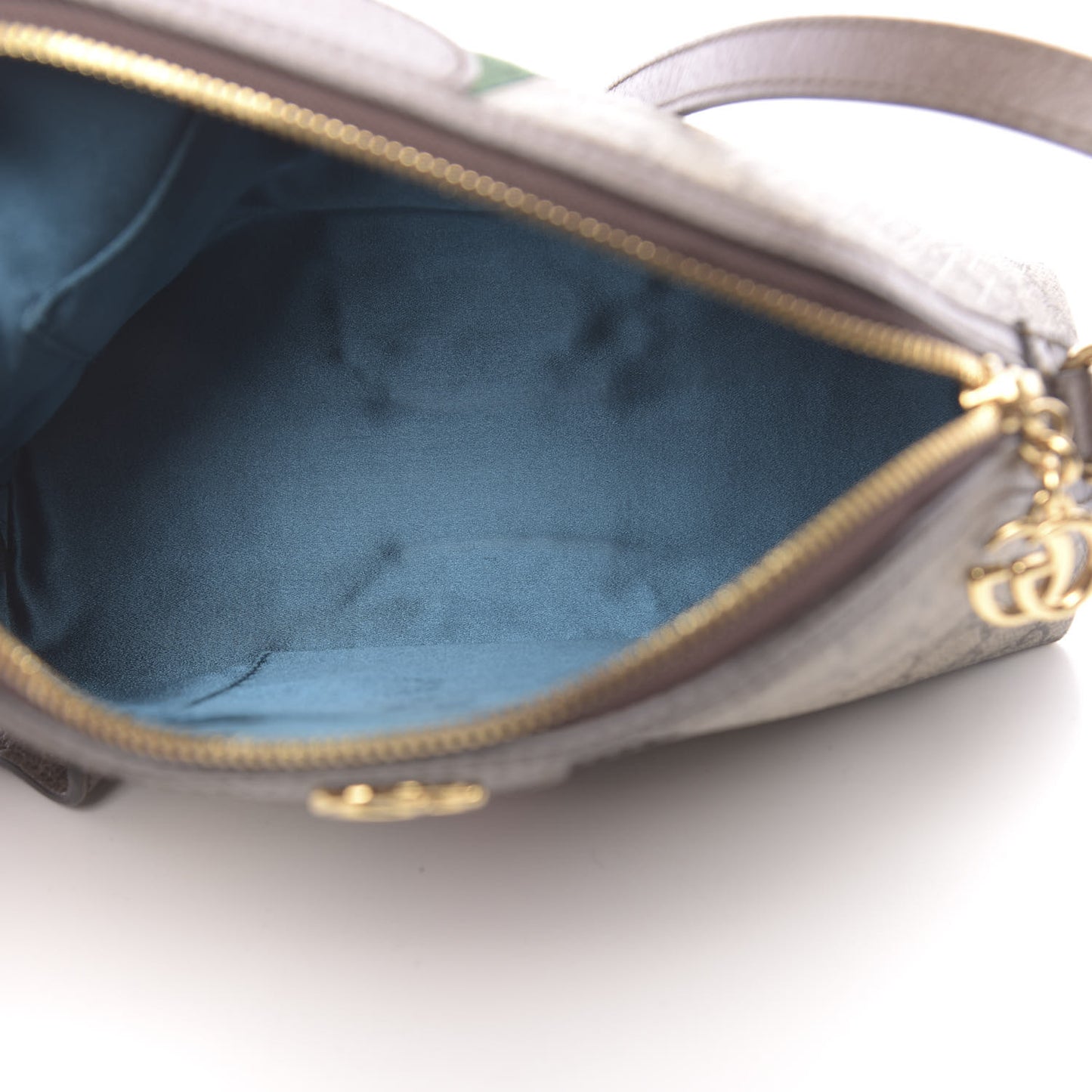 GG Supreme Monogram Textured Dollar Calfskin Web Small Ophidia Dome Shoulder Bag Beige Ebony New Acero