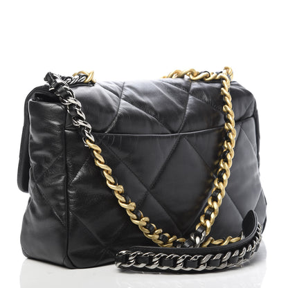 Chanel Goatskin Quilted Large 19 Flap Black 3 of 13