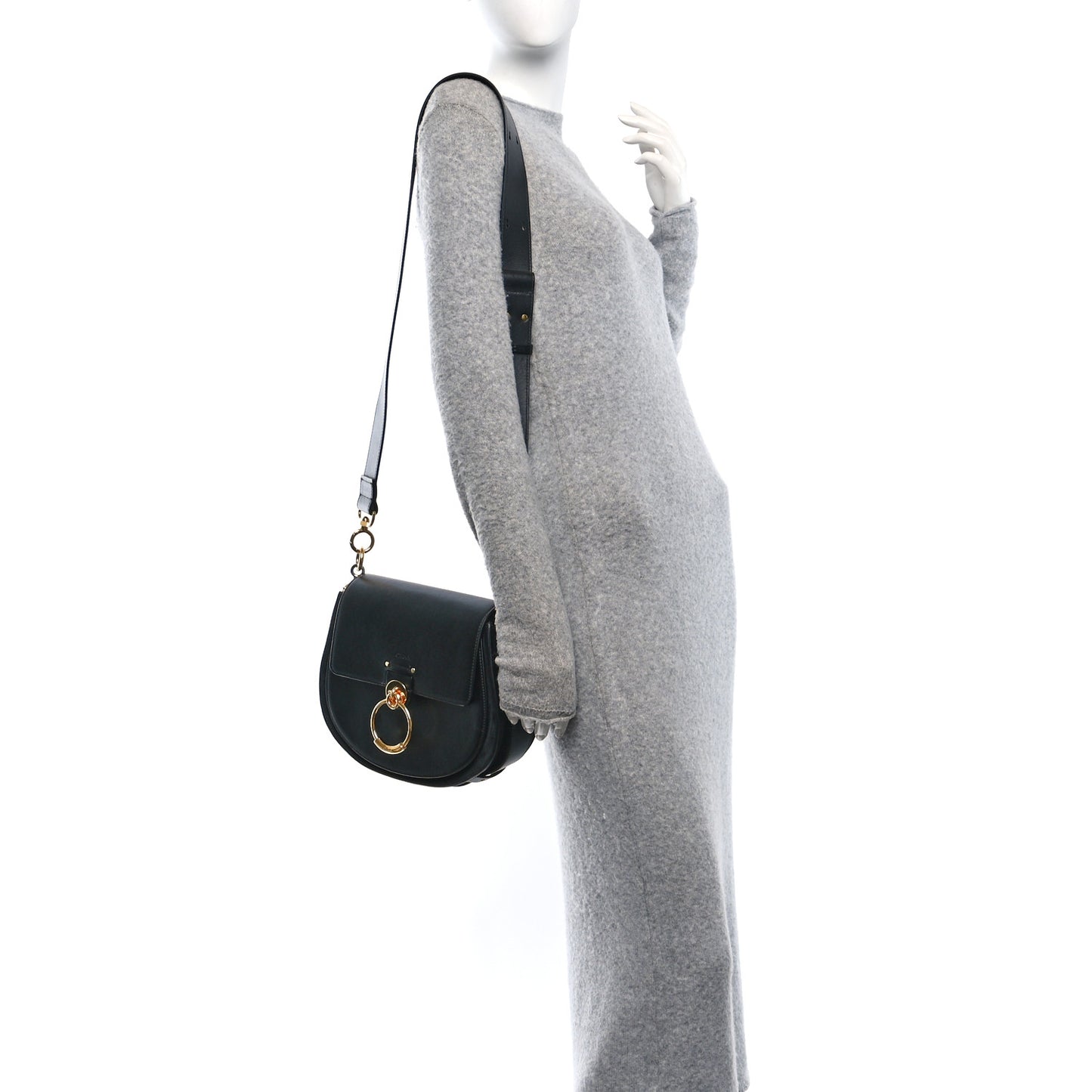 Calfskin Suede Large Tess Bag Black