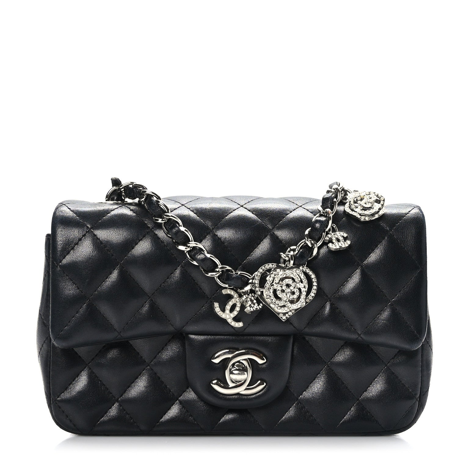Chanel Lambskin Quilted Valentine Charms Mini Rectangular Flap Black 1 of 10