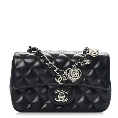 Chanel Lambskin Quilted Valentine Charms Mini Rectangular Flap Black 1 of 10