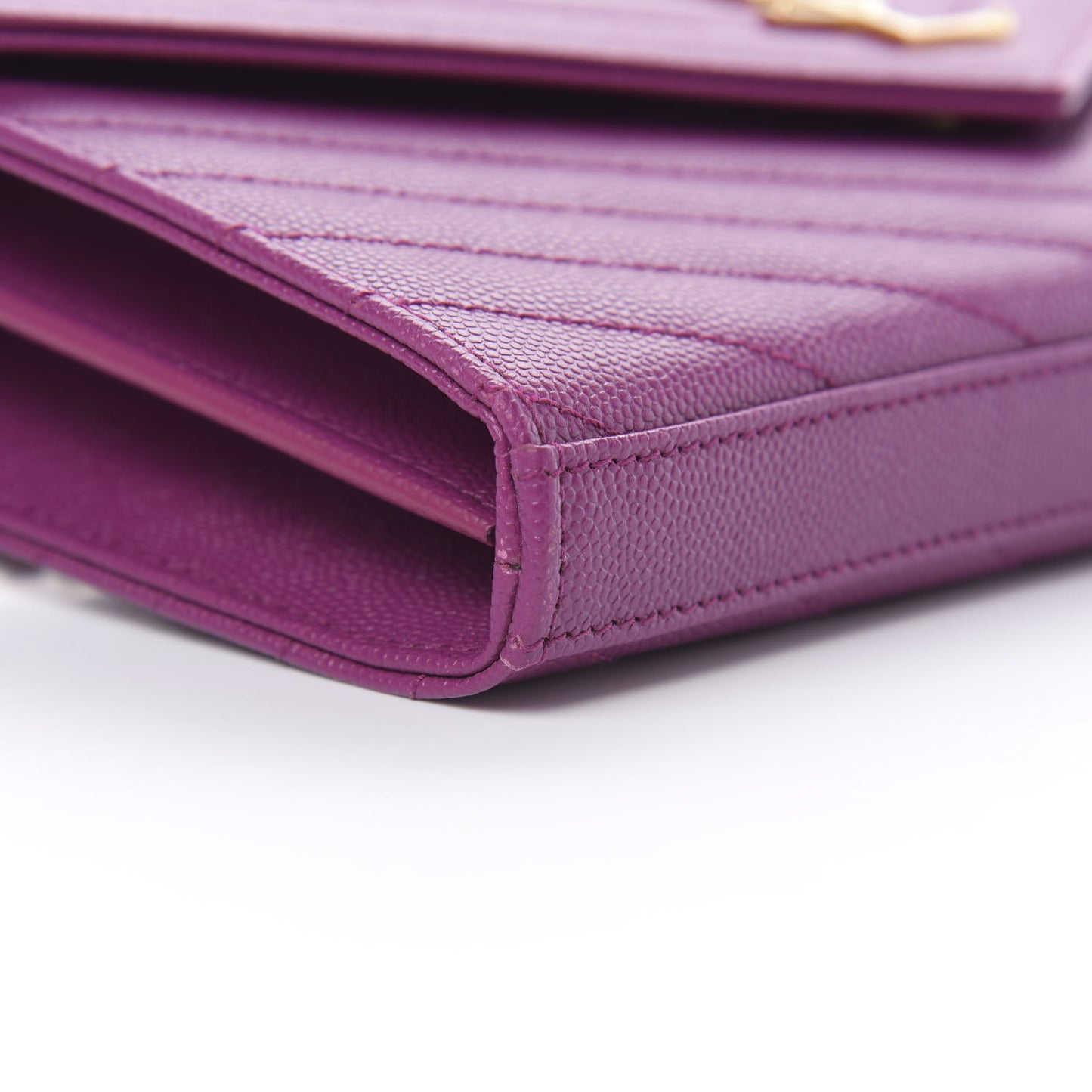 Grain De Poudre Matelasse Chevron Monogram Chain Wallet Dark Grape