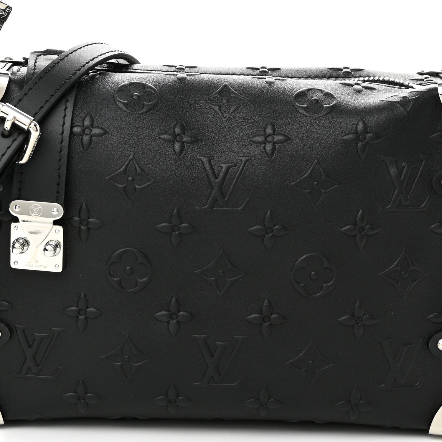 Louis Vuitton Calfskin Debossed Monogram Side Trunk Black 7 of 9