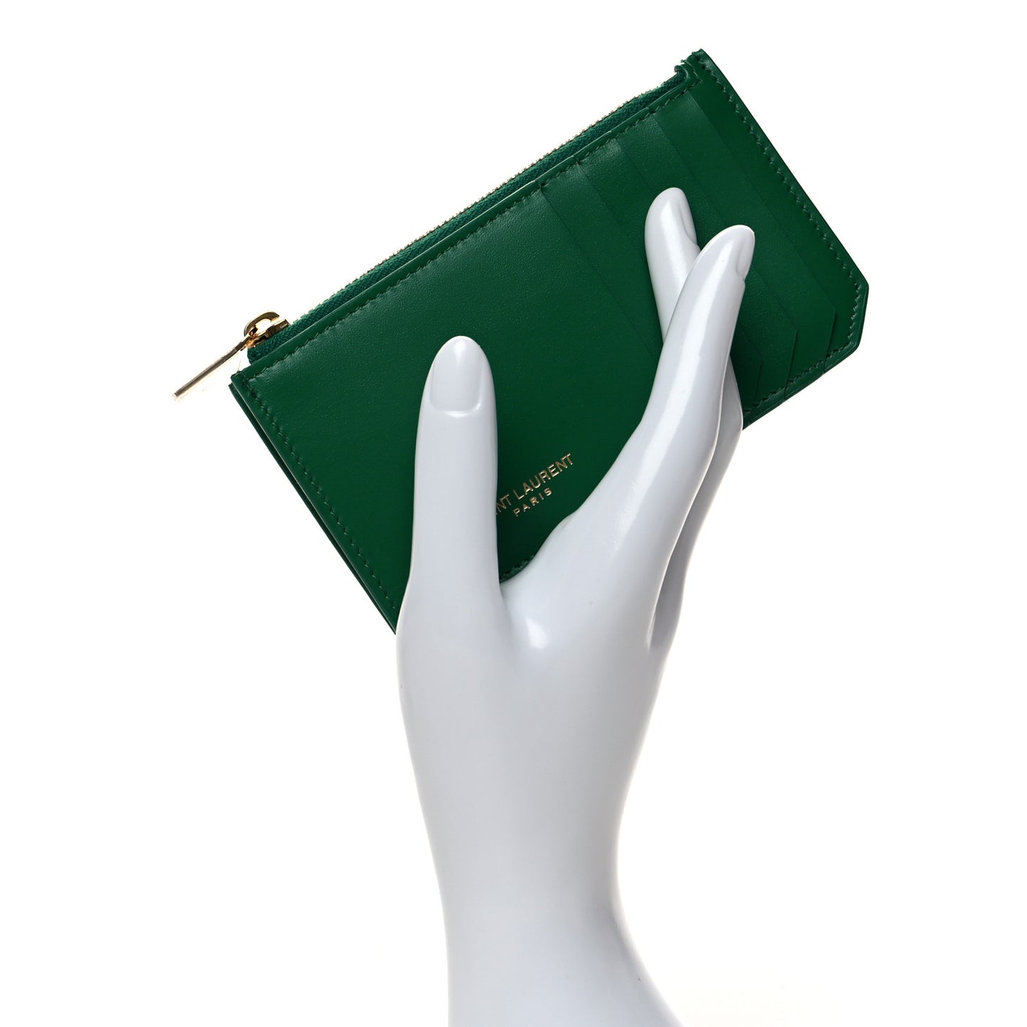 Calfskin 5 Fragments Zip Pouch Card Holder New Vert Praire