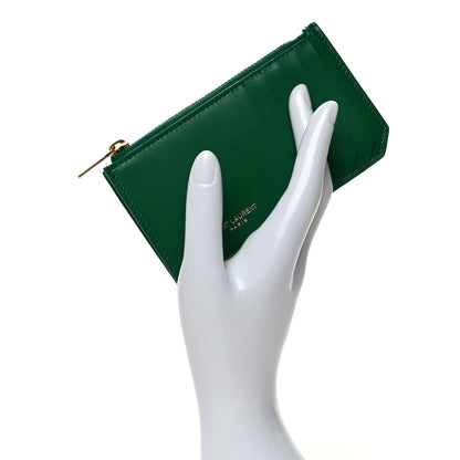 Saint Laurent Calfskin 5 Fragments Zip Pouch Card Holder New Vert Praire 2 of 8