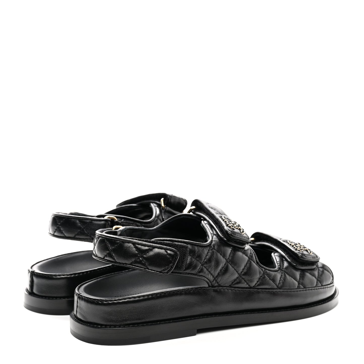 Lambskin Velcro Dad Sandals 37.5 Black