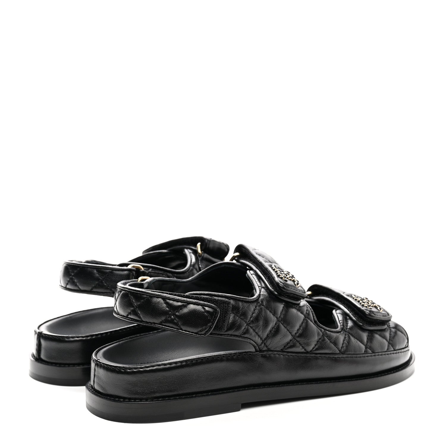 Chanel Lambskin Velcro Dad Sandals 37.5 Black 4 of 11