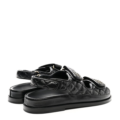 Chanel Lambskin Velcro Dad Sandals 37.5 Black 4 of 11
