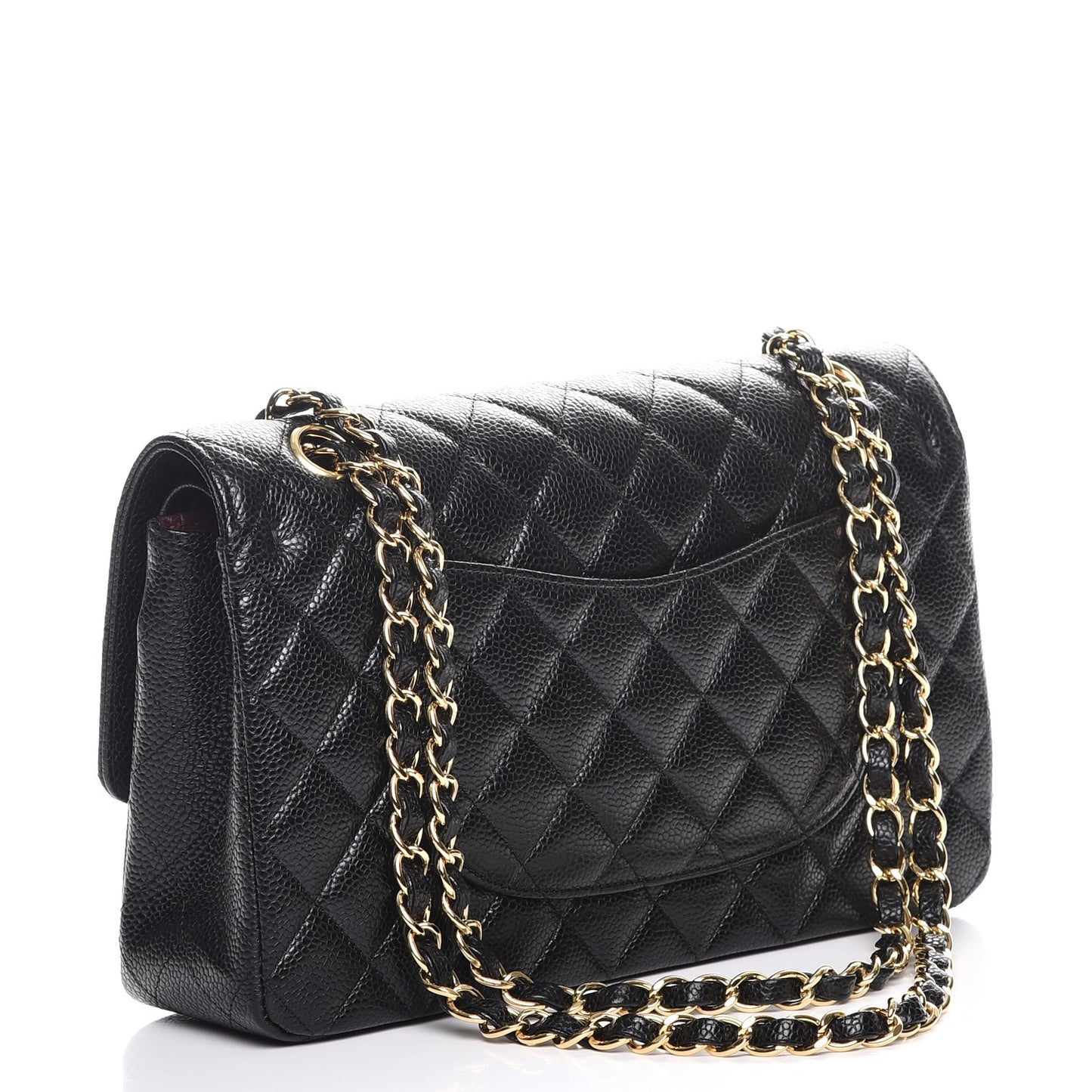 Caviar Quilted Medium Double Flap Black