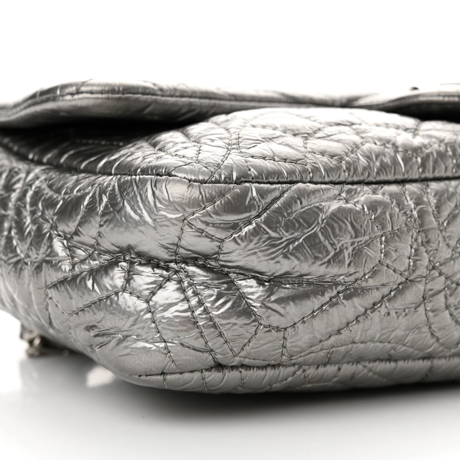 Chanel Vinyl Small Graphic Edge Flap Silver 10 of 11