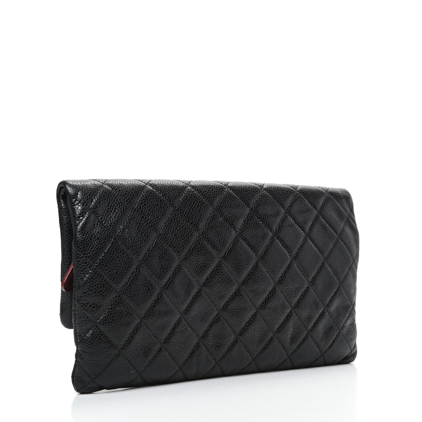 Caviar Quilted CC Beauty Clutch Black