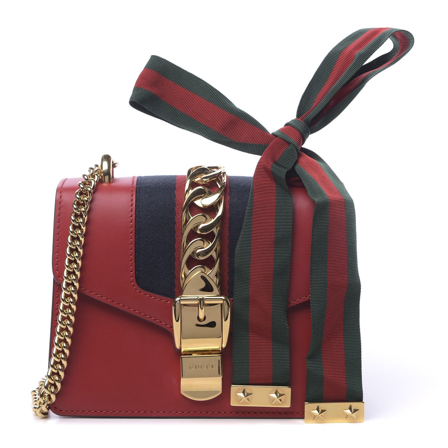 Calfskin Mini Sylvie Chain Shoulder Bag Hibiscus Red