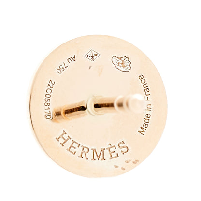 Hermes 18K Rose Gold TPM Ex-Libris Stud Earrings 4 of 5