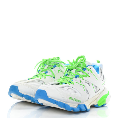 Balenciaga Mesh Nylon Mens Track Sneakers 39 White Green Blue 3 of 9