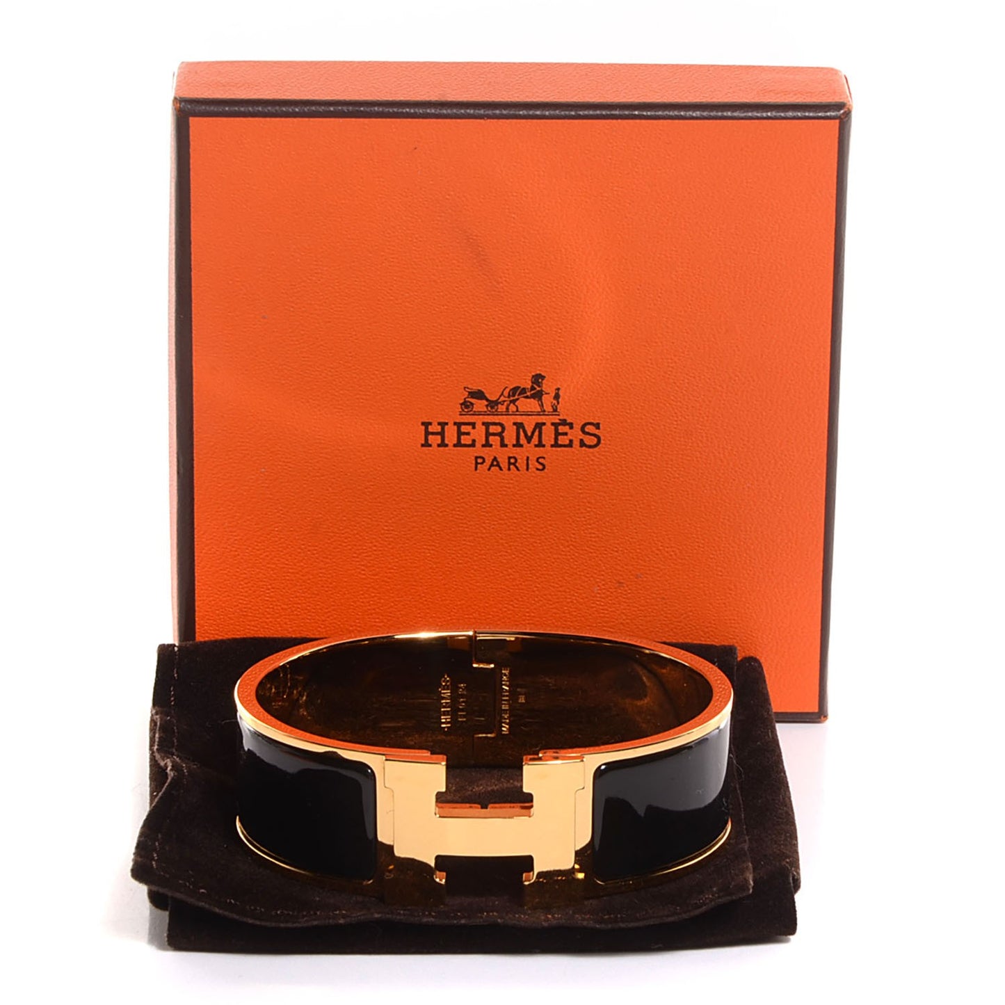 Enamel Wide Clic Clac H Bracelet GM Black
