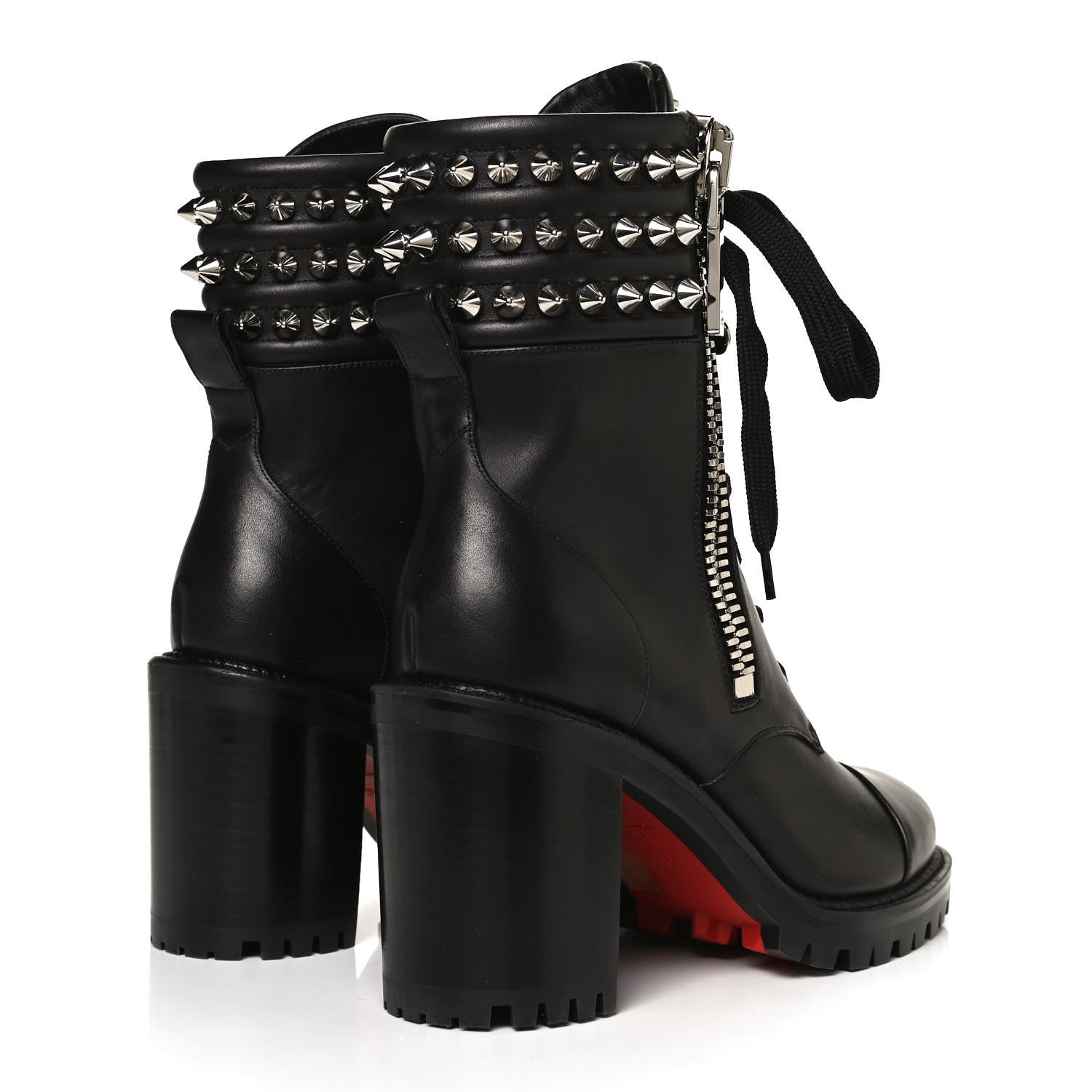 Christian Louboutin Calfskin Winter Spikes 70 Combat Boots 37 Black 4 of 10