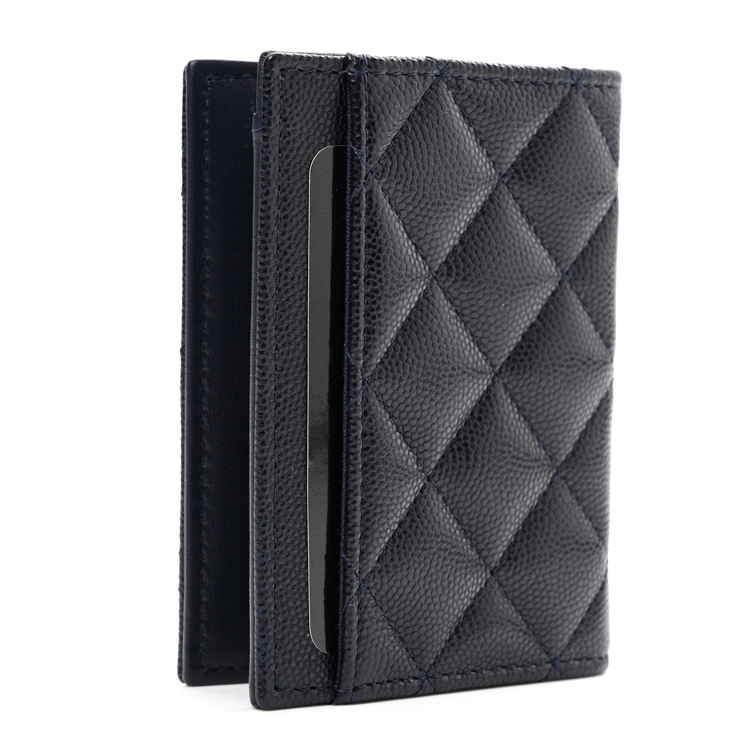 Chanel Caviar Quilted Card Holder Wallet Navy 3 of 8