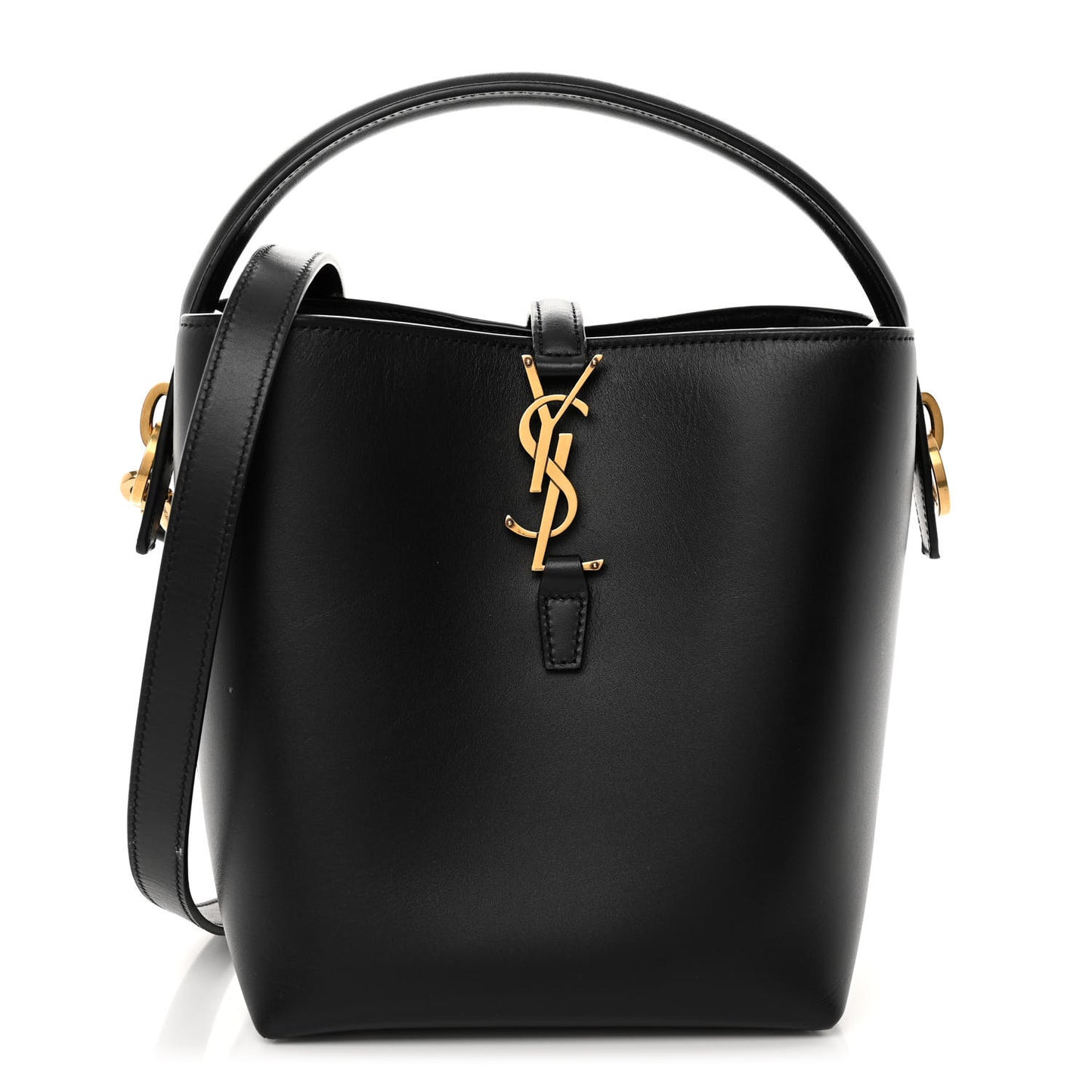 Shiny Calfskin Le 37 Bucket Bag Black