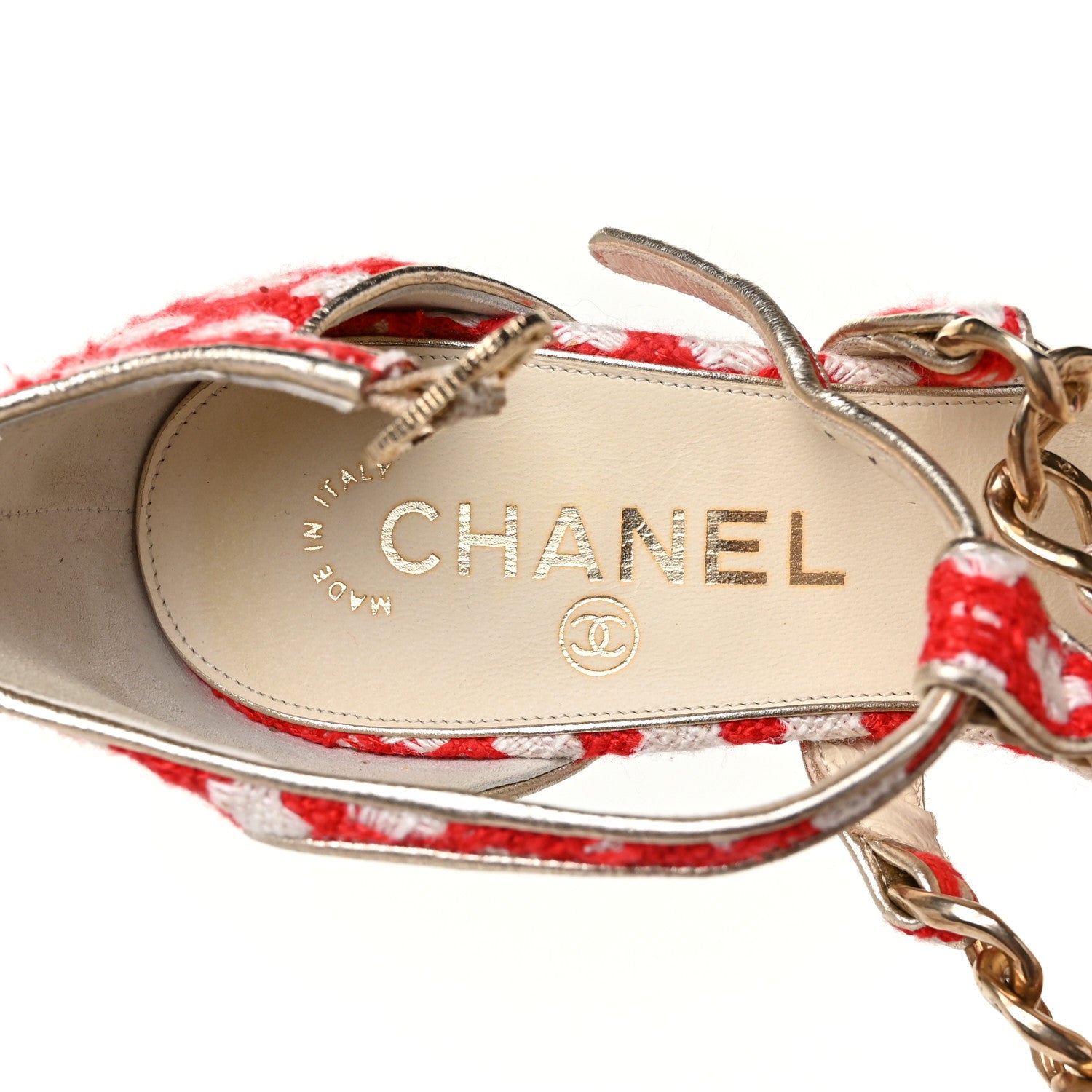 Chanel Tweed CC Chain Sandals 36 Rogue Ecru 7 of 7