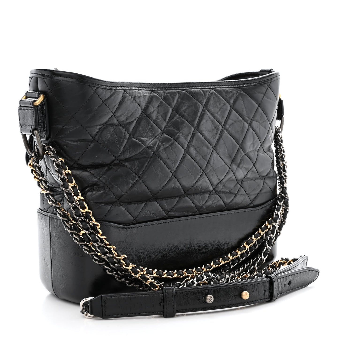Aged Calfskin Quilted Medium Gabrielle Hobo Black