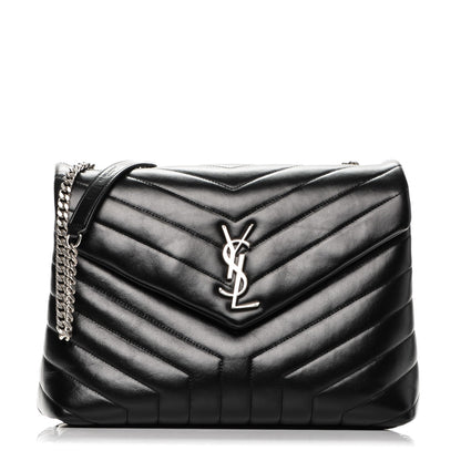 Saint Laurent Calfskin Y Quilted Monogram Medium Loulou Chain Satchel Black 1 of 7