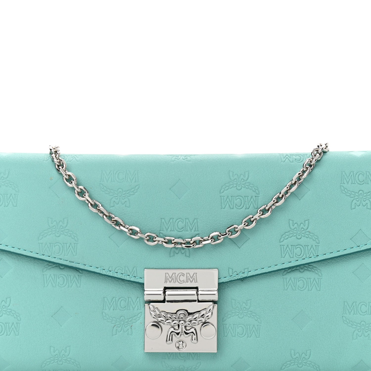 MCM Calfskin Ottomar Large Patricia Wallet On Chain Pool Blue 8 of 10
