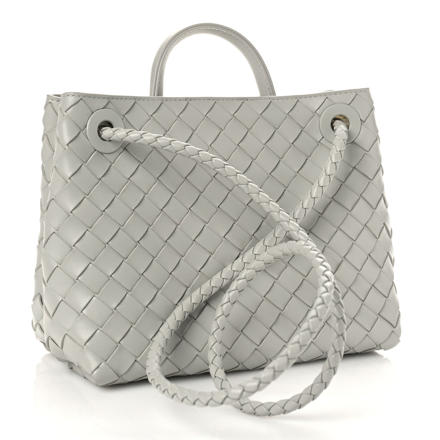 Bottega Veneta Nappa Intrecciato Small Andiamo Shoulder Bag Agate Grey 3 of 9