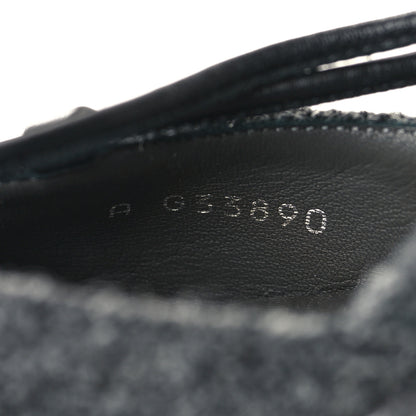 Chanel Tweed Satin Slingback Cap Toe Bow Pumps 36 Grey Black 6 of 8