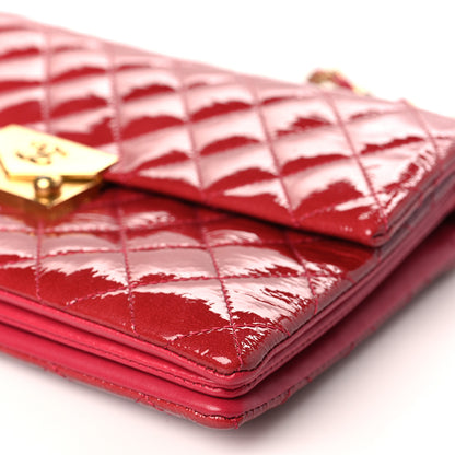 Chanel Patent Goatskin Quilted Small 3 Pocket Accordion Flap Red 9 of 10