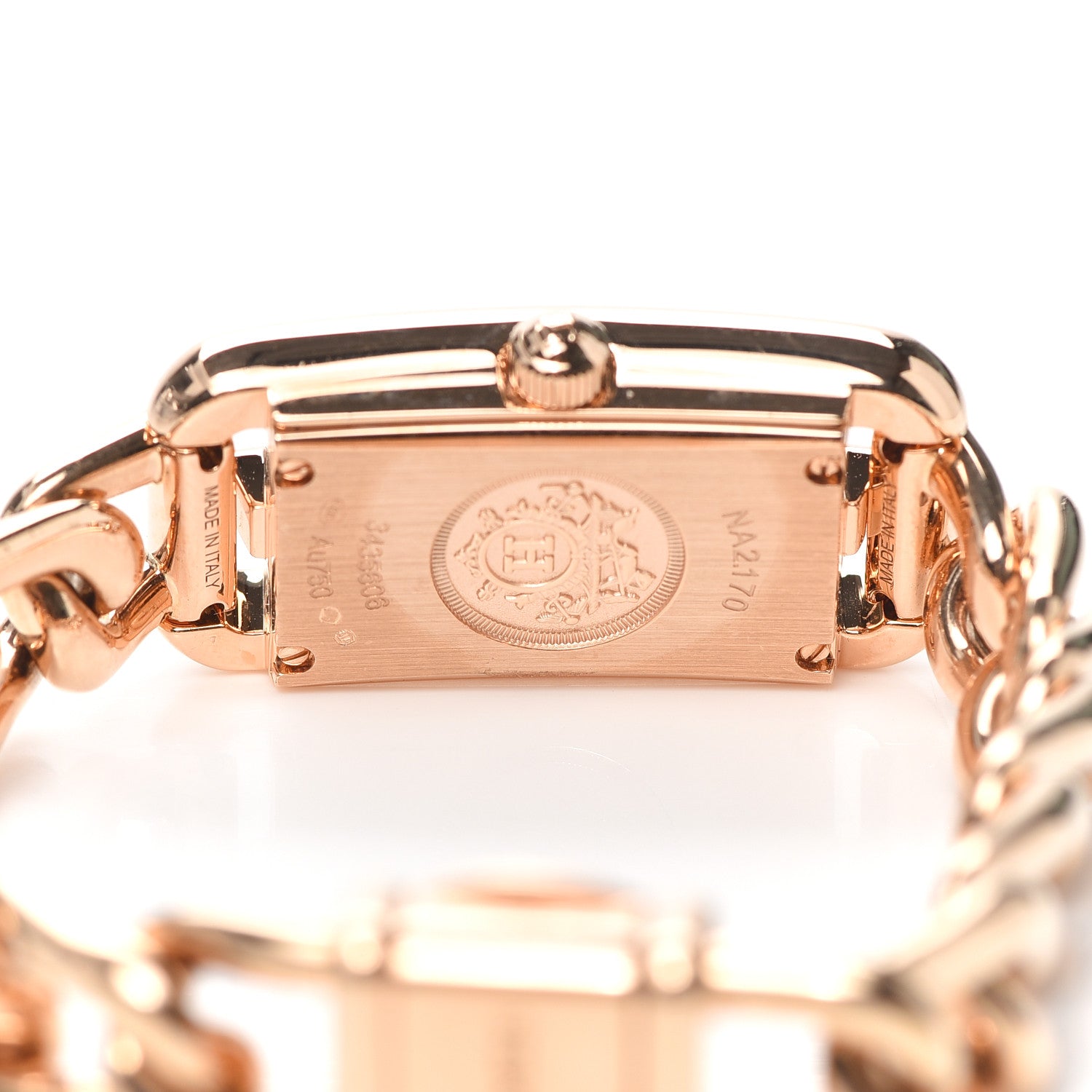 Hermes 18K Rose Gold Mother of Pearl 17mm Nantucket Quartz Watch 4 of 5