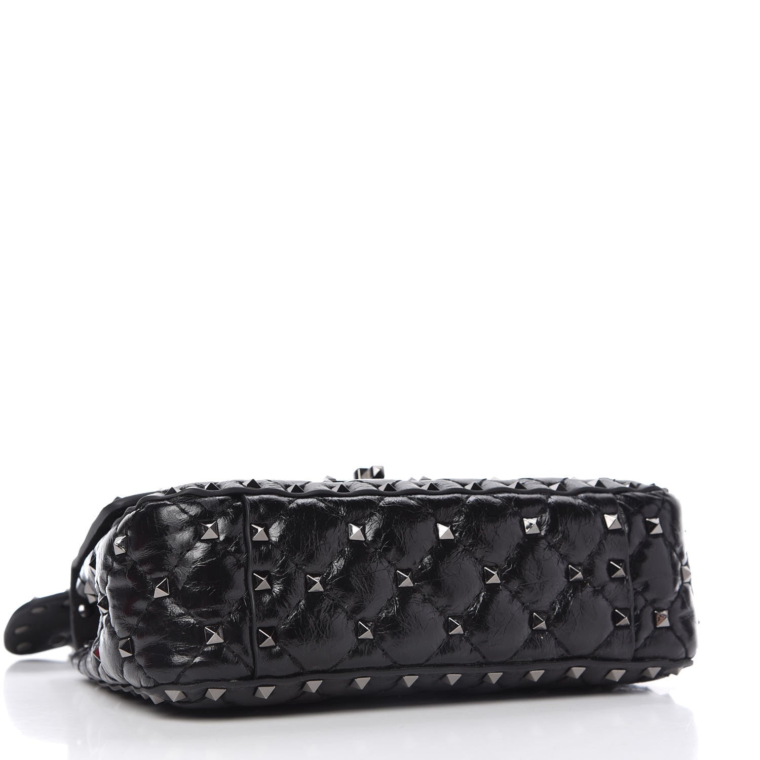 Valentino Garavani Craquele Nappa Small Rockstud Spike Shoulder Bag Black 4 of 9