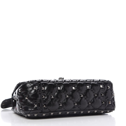 Valentino Garavani Craquele Nappa Small Rockstud Spike Shoulder Bag Black 4 of 9