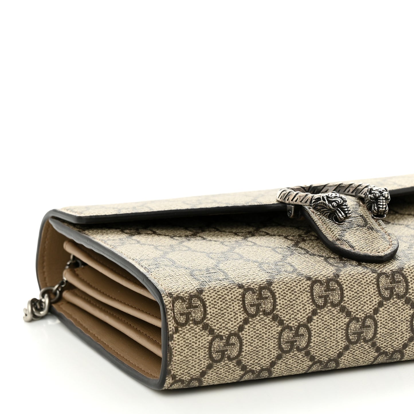 GG Supreme Monogram Mini Dionysus Chain Wallet Beige Taupe