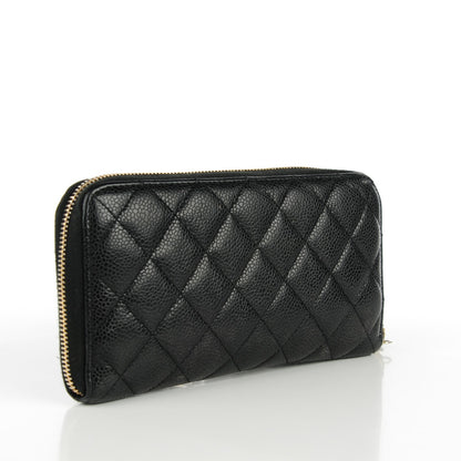 Chanel Caviar Quilted Large Gusset Zip Around Wallet Black 3 of 9