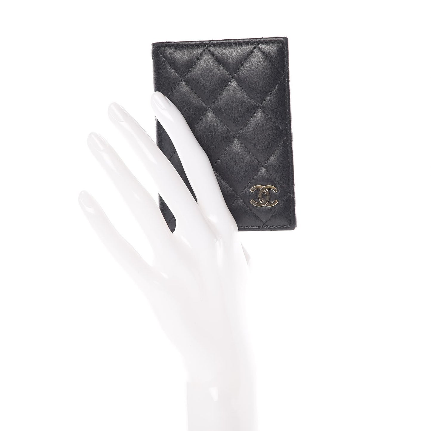 Lambskin Quilted Card Holder Wallet Black