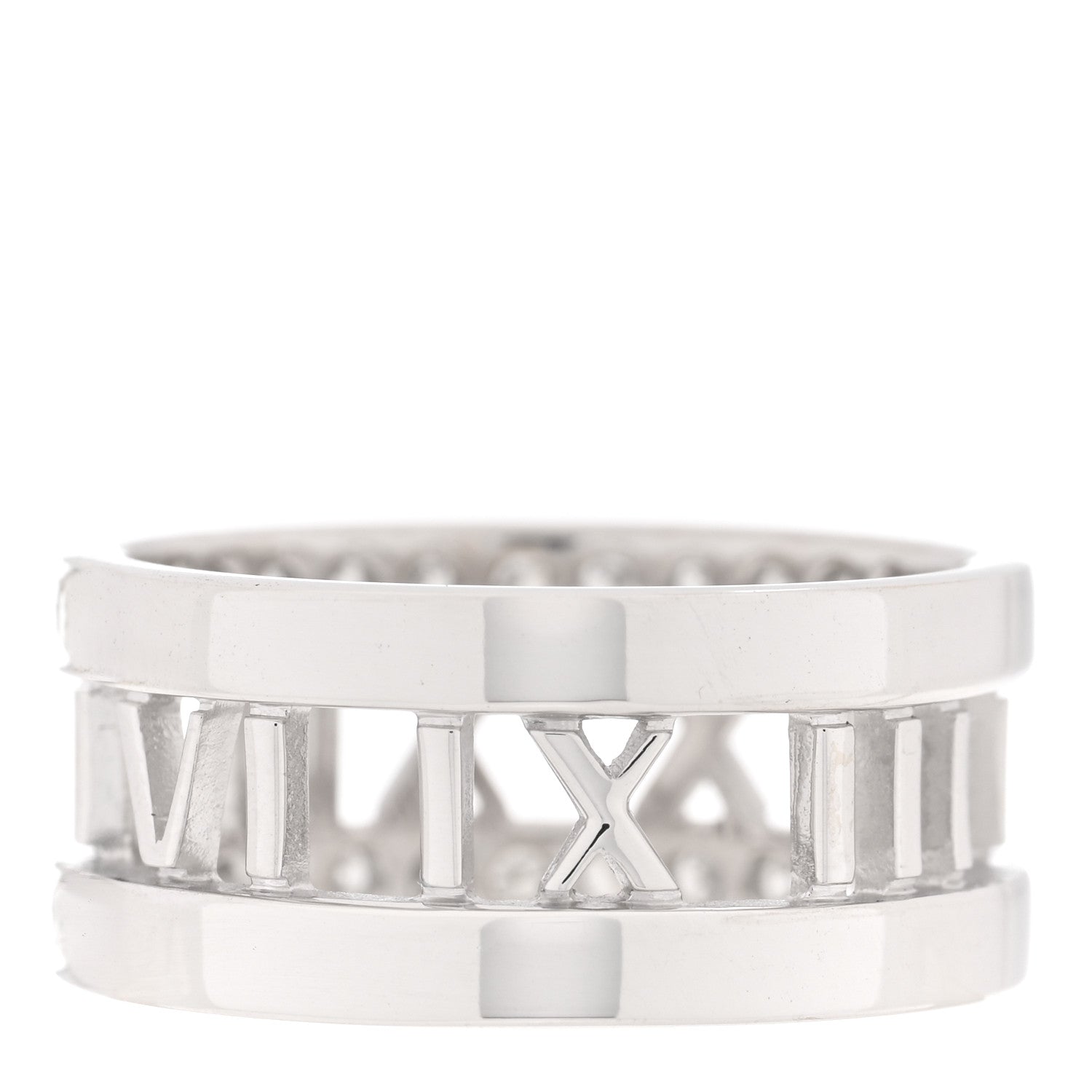 Tiffany 18K White Gold Diamond Wide Atlas Open Ring 54 6.75 3 of 5