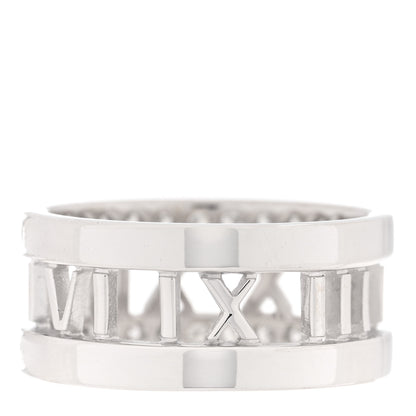 Tiffany 18K White Gold Diamond Wide Atlas Open Ring 54 6.75 3 of 5