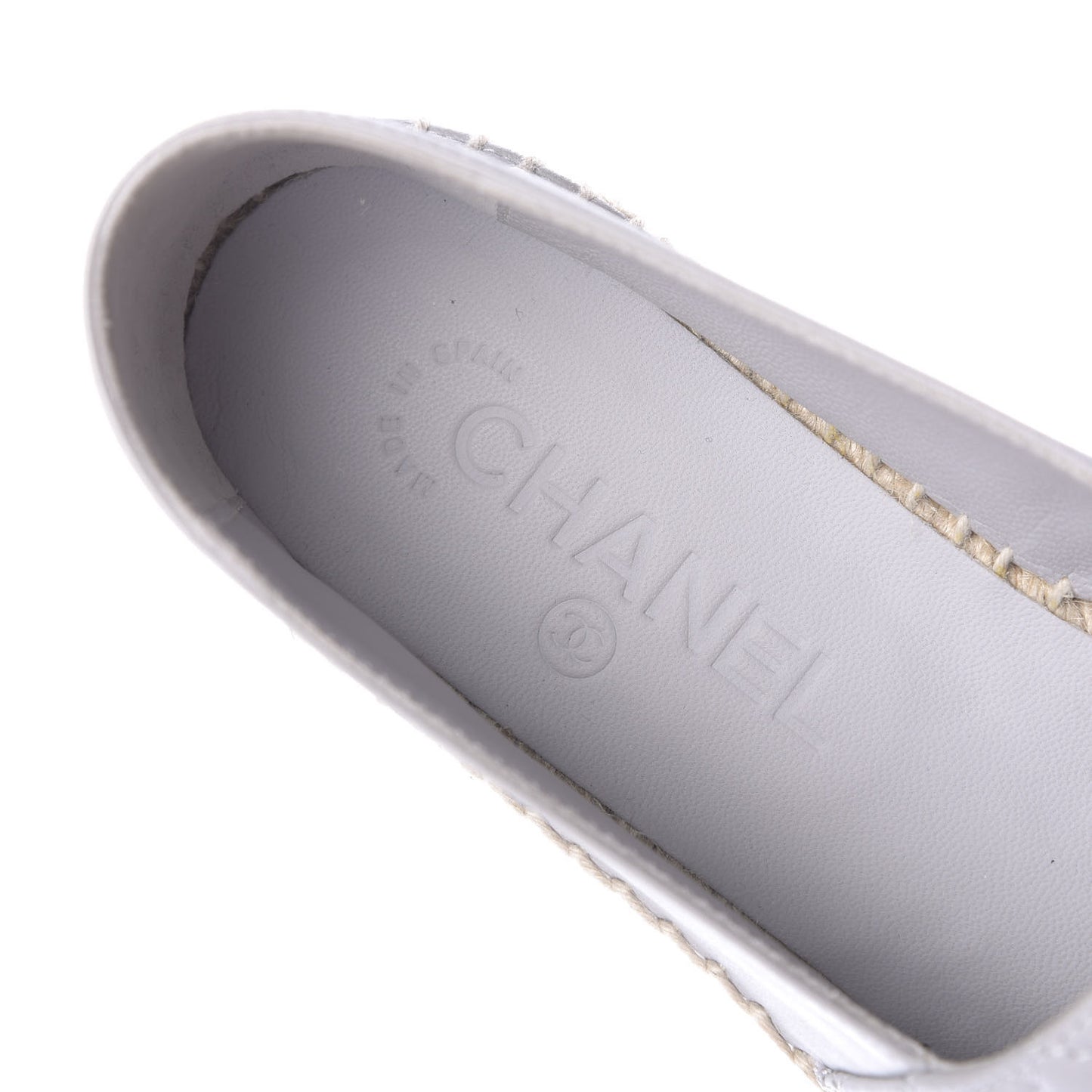Lambskin Quilted CC Espadrilles 38 Grey