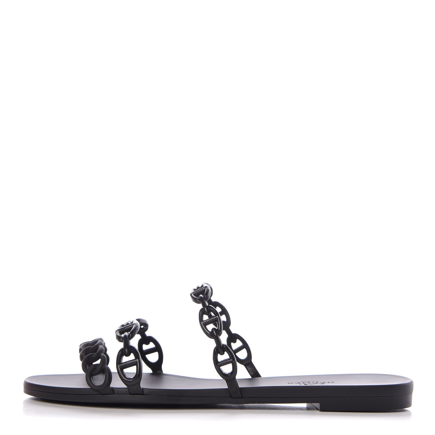 Hermes Rubber Chaine d'Ancre Rivage Sandals 38 Black 1 of 8