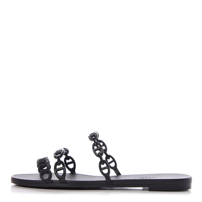 Hermes Rubber Chaine d'Ancre Rivage Sandals 38 Black 1 of 8