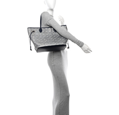 Louis Vuitton Monoglam Neverfull MM Blue 2 of 12